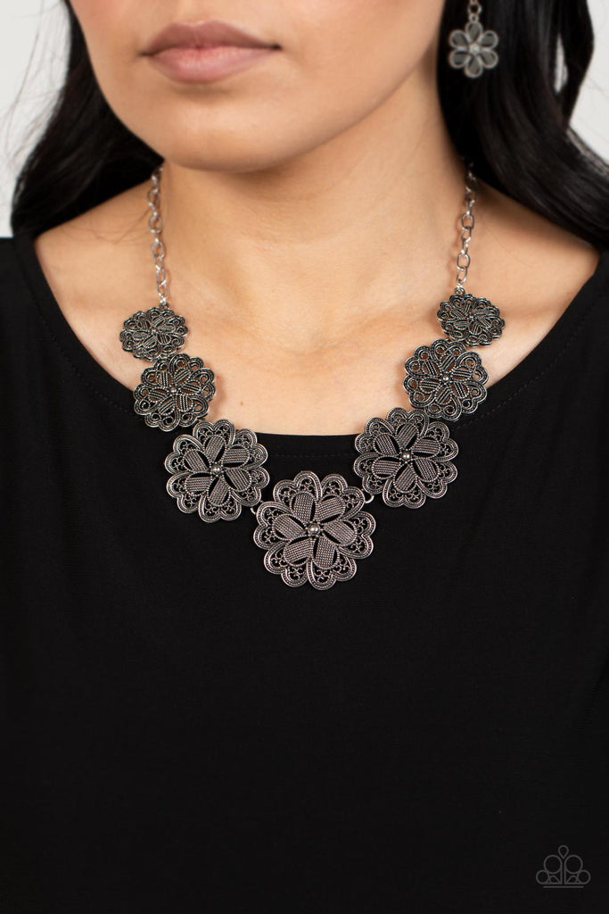 Basketful of Blossoms - Silver Necklace-Paparazzi