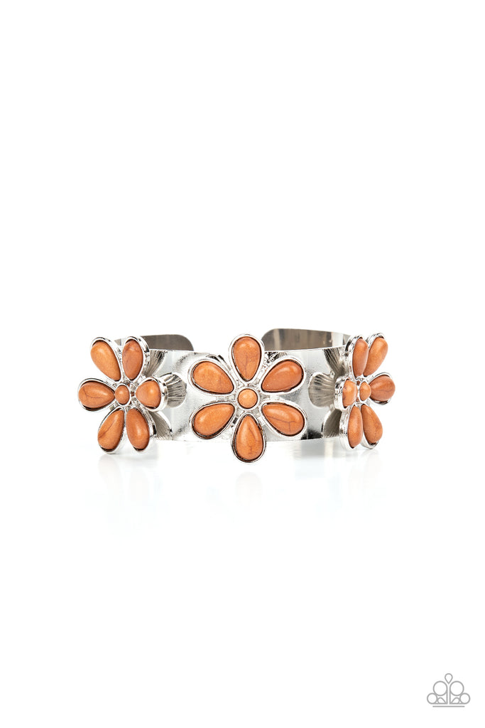Desert Flower Patch - Brown Stone Bracelet-Paparazzi
