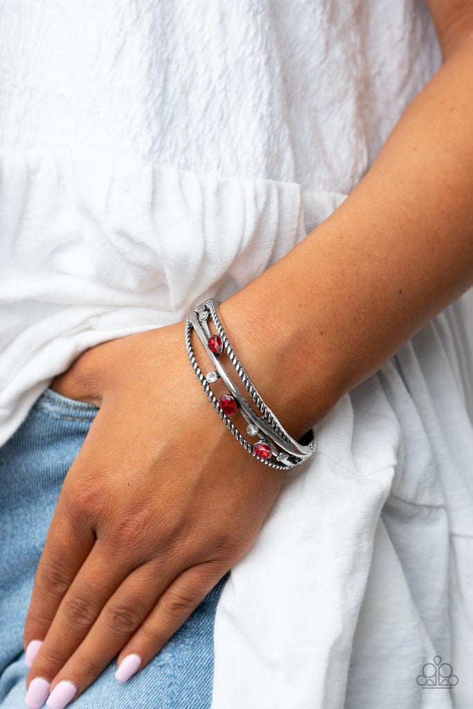 Bonus Bling - Red Bracelet-Paparazzi