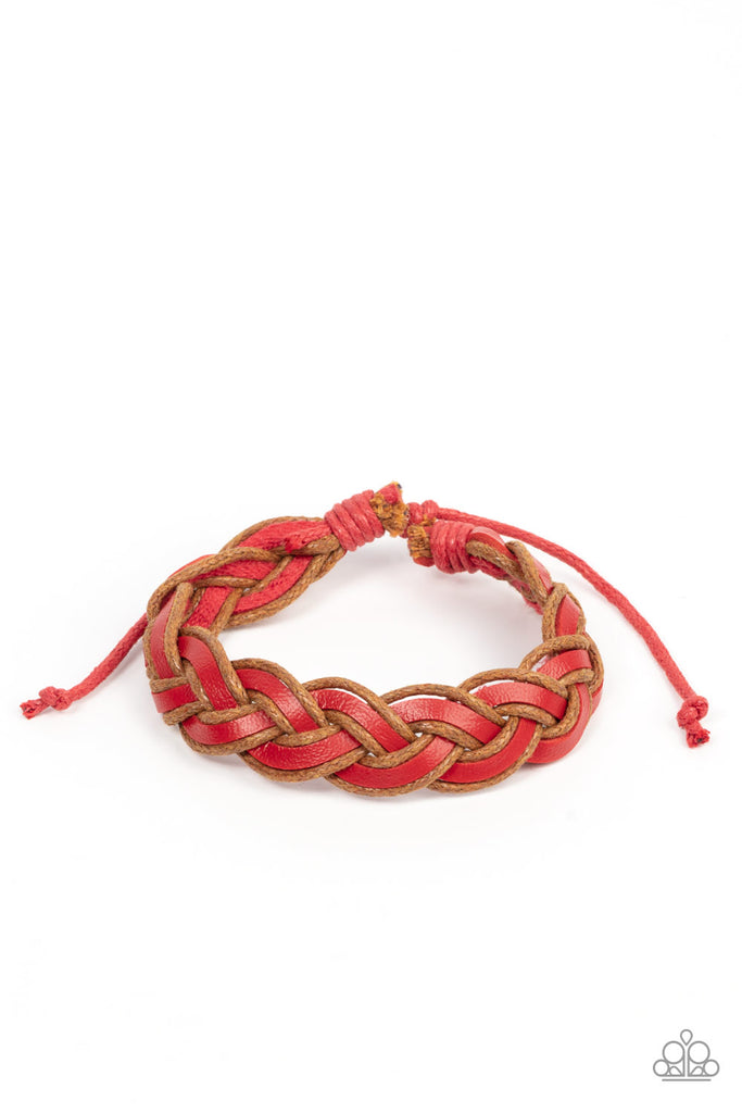 Alpine Alpha - Red Leather Urban Bracelet-Paparazzi