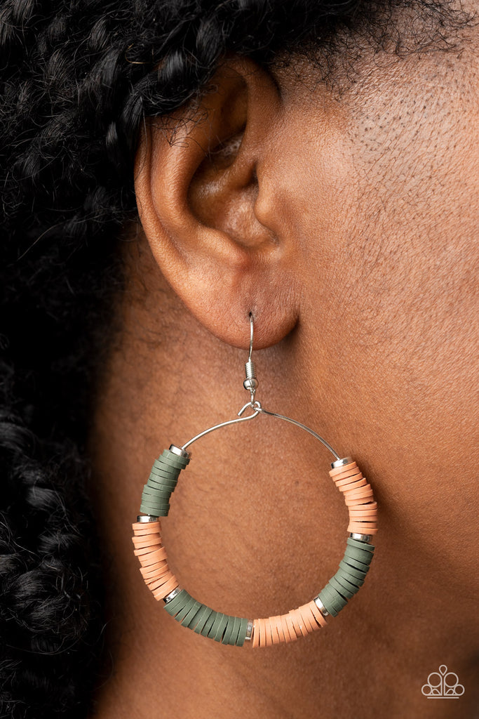 Skillfully Stacked - Green Earring-Paparazzi