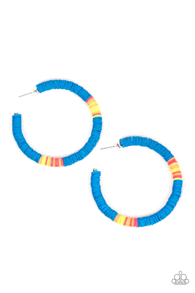 Colorfully Contagious - Blue Hoop Post Earring-Paparazzi