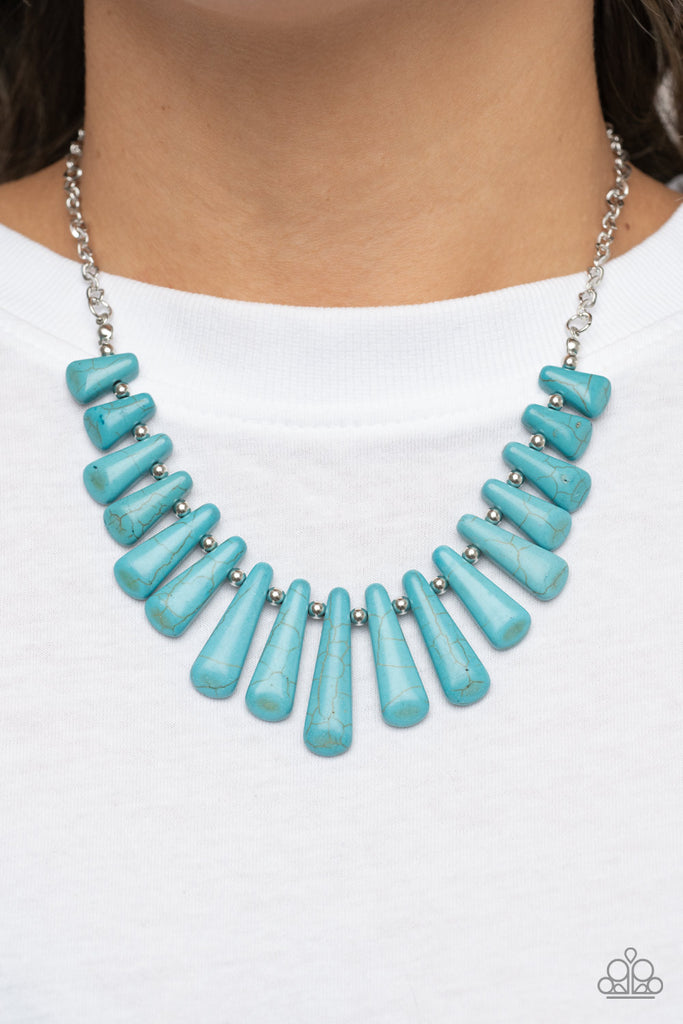 Mojave Empress - Blue Stone Necklace-Paparazzi