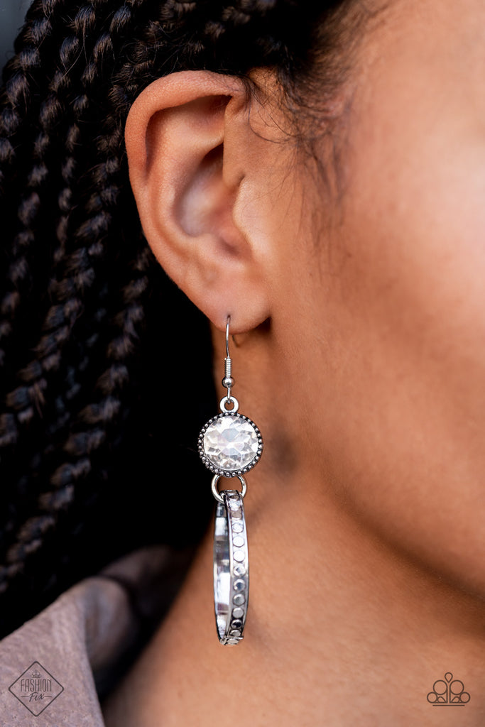 Standalone Sparkle - White Earring-Paparazzi