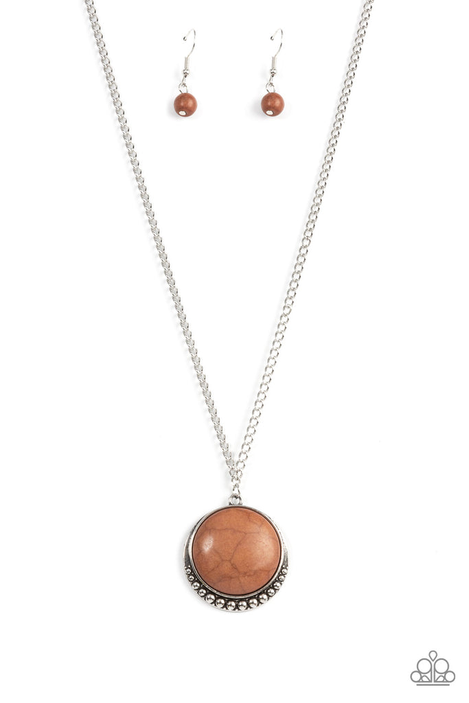 Mojave Moon - Brown Stone Necklace-Paparazzi