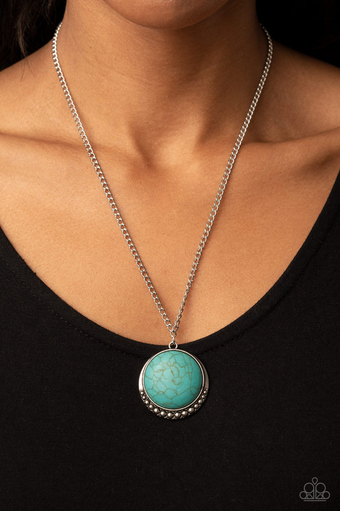 Mojave Moon - Blue Stone Necklace-Paparazzi