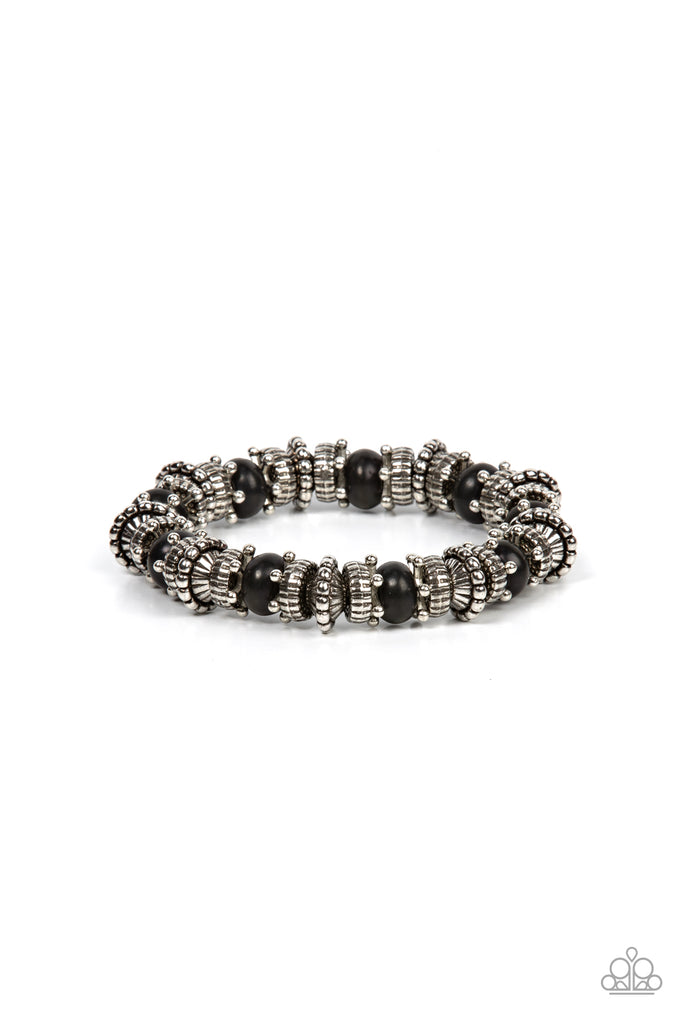 Canyon Crusher - Black Stone Bracelet-Paparazzi