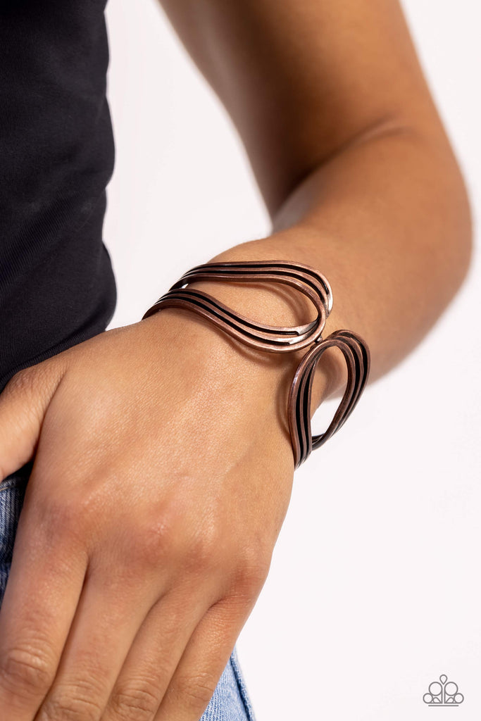 Shockwave Attitude - Vintage Copper Bracelet-Paparazzi