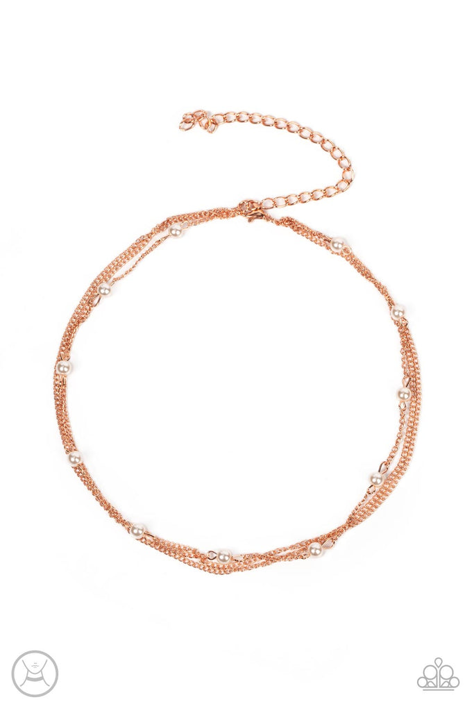 Daintily Dapper - Copper Pearl Choker Necklace-Paparazzi