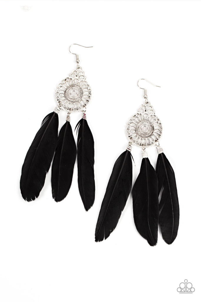 Pretty in PLUMES - Black Paparazzi Earring