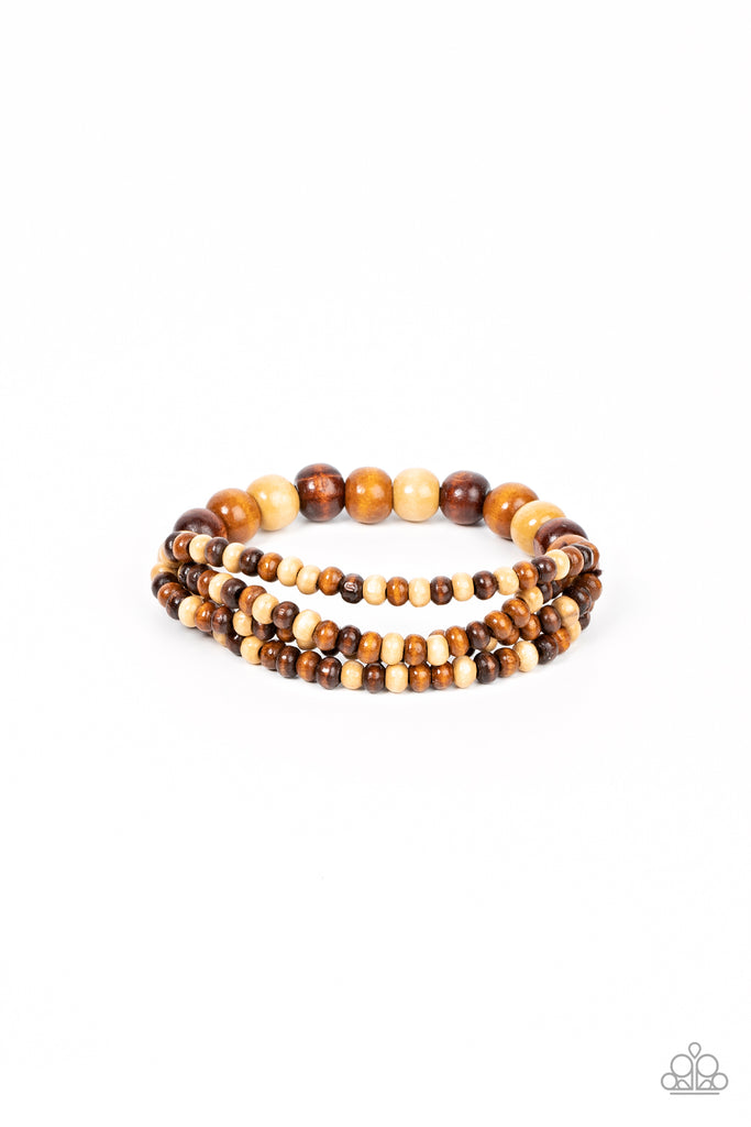 Oceania Oasis - Brown Wood Bracelet-Paparazzi