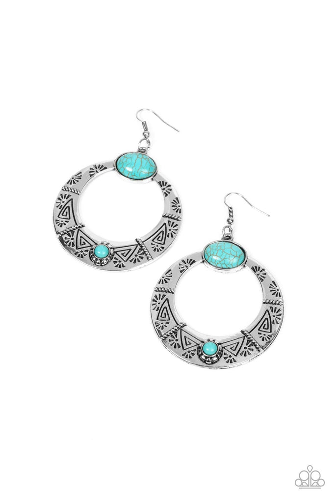 Garden Glyphs - Blue Stone Earring-Paparazzi