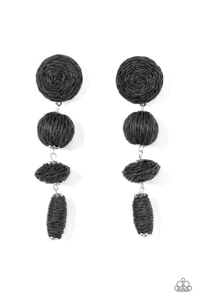 Twine Tango - Black Post Earring-Paparazzi