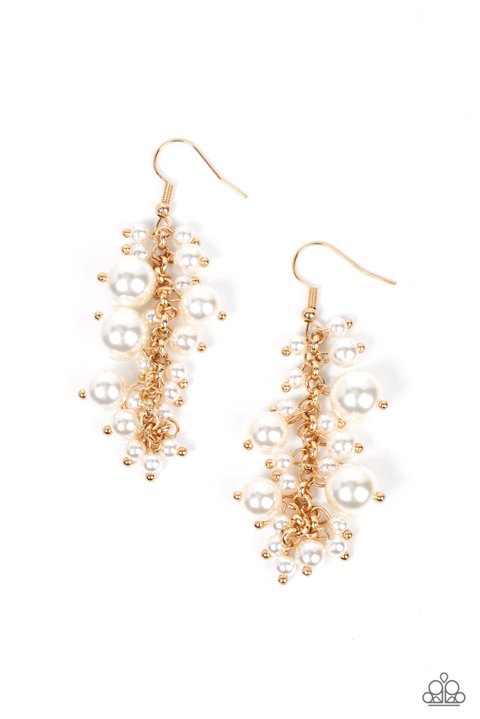 The Rumors are True - Gold Pearl Earring-Paparazzi