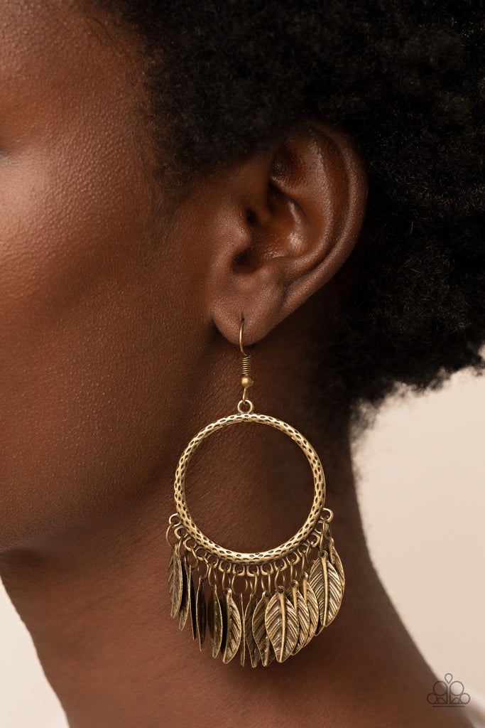 FOWL Tempered - Brass Earring-Paparazzi