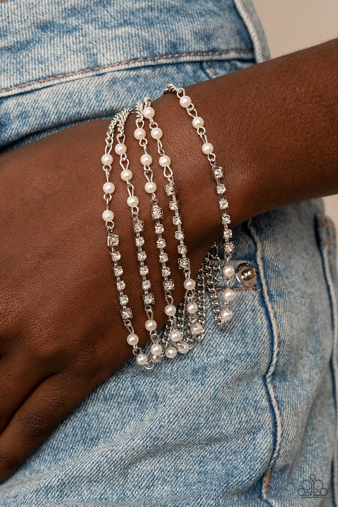 Experienced in Elegance - White Pearl Bracelet-Paparazzi