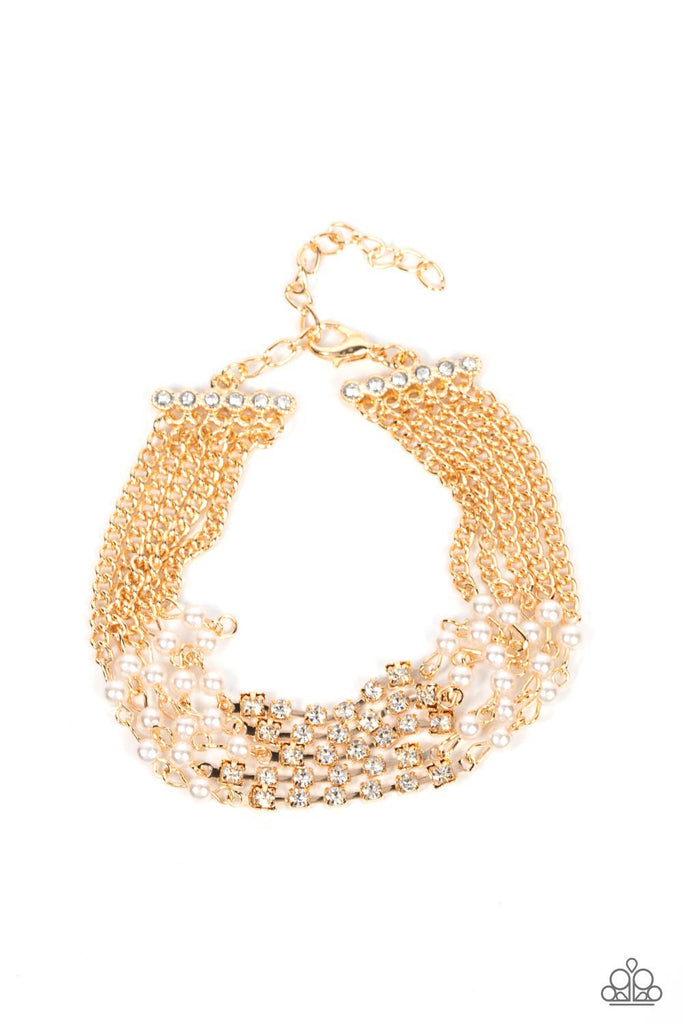 Experienced in Elegance - Gold Pearl Bracelet-Paparazzi