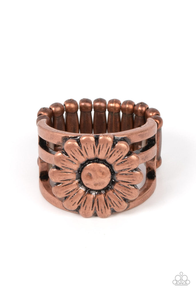 Roadside Daisies - Vintage Copper Ring-Paparazzi