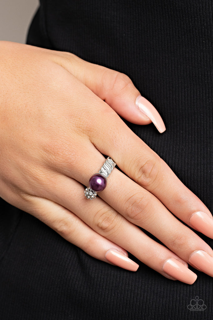 A-List Applique - Purple Pearl Ring-Paparazzi - The Sassy Sparkle