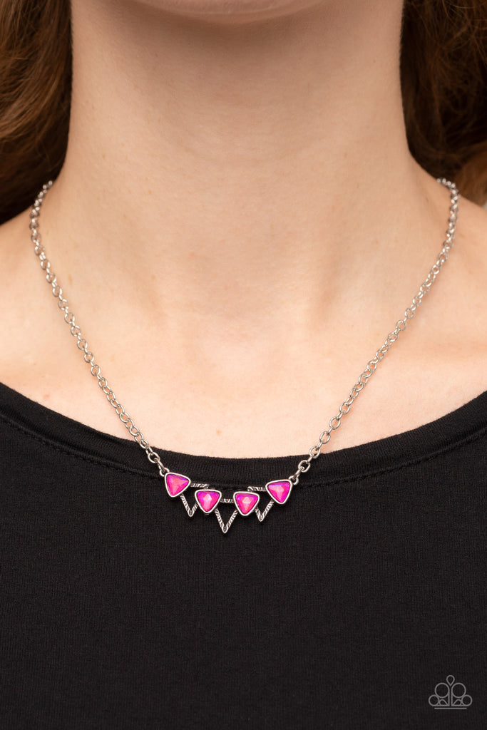 Pyramid Prowl - Pink Necklace-Paparazzi