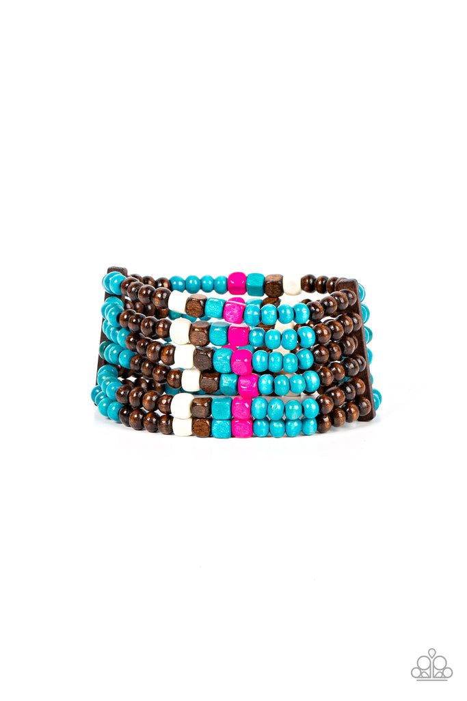 Dive into Maldives - Blue Wood Bracelet-Paparazzi