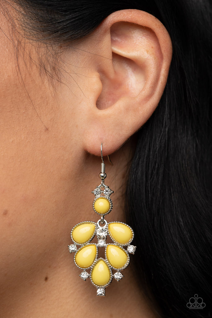 Transcendental Teardrops - Yellow Earring-Paparazzi