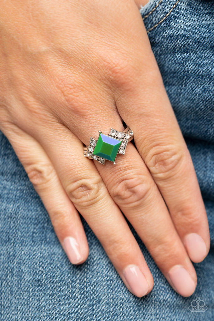 Mind-Blowing Brilliance - Green Paparazzi Ring - The Sassy Sparkle