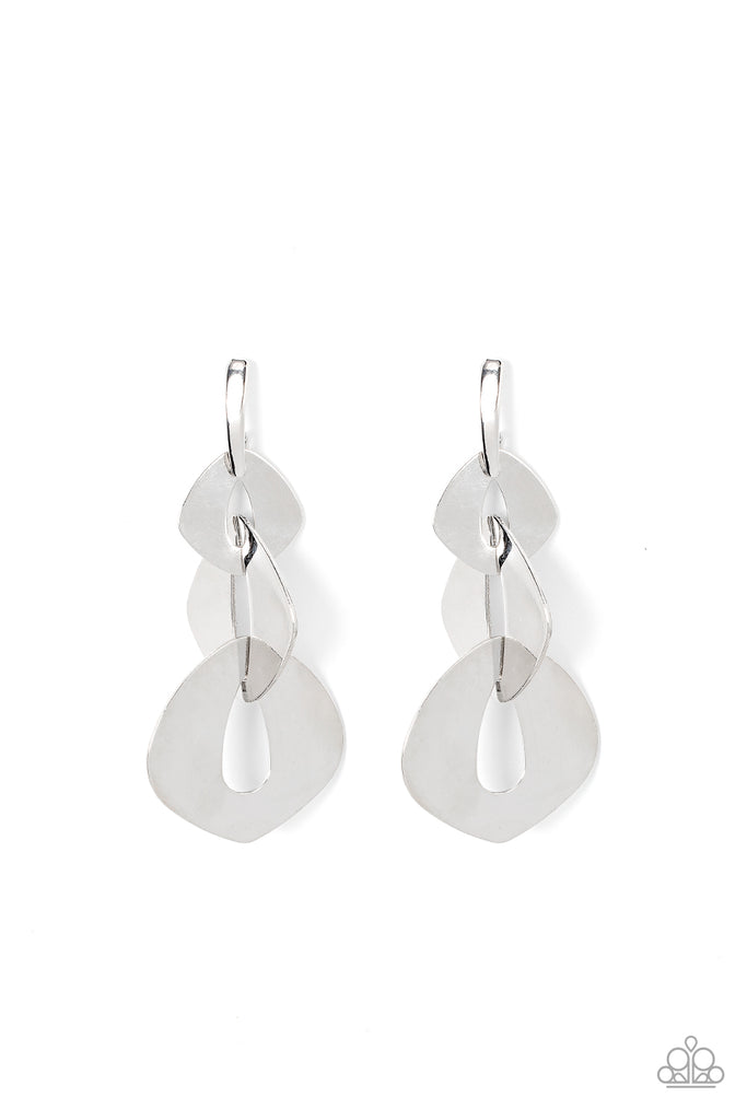 Enveloped in Edge - Silver Post Earring-Paparazzi