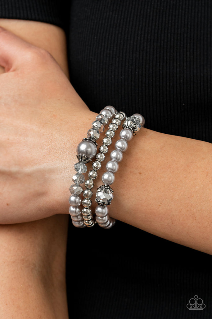 Positively Polished - Silver Pearl Bracelet-Paparazzi