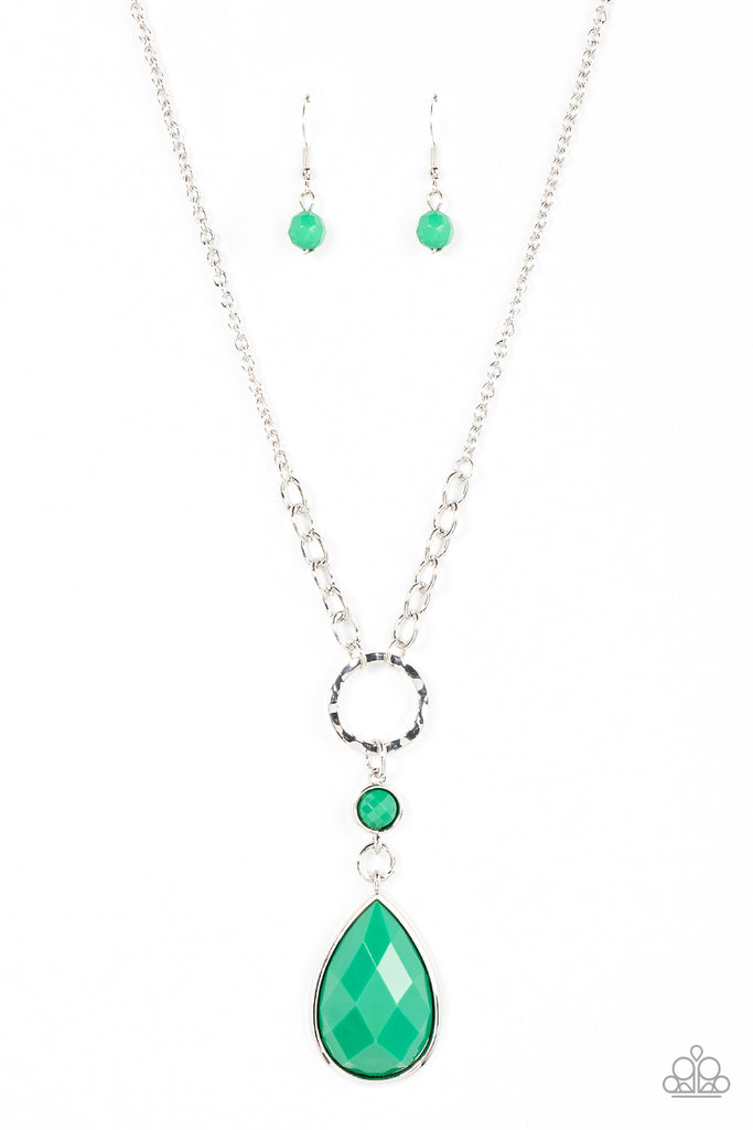 Valley Girl Glamour - Green Necklace-Paparazzi