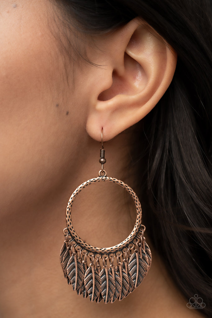FOWL Tempered - Copper Earring-Paparazzi