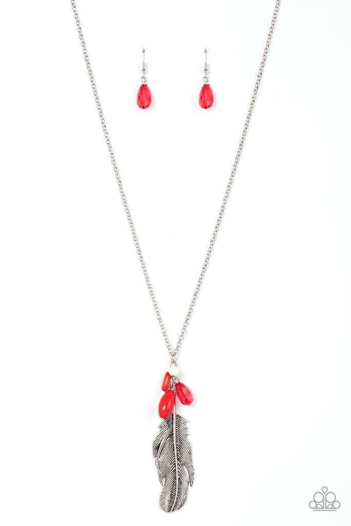 Off the FLOCK - Red Necklace-Paparazzi