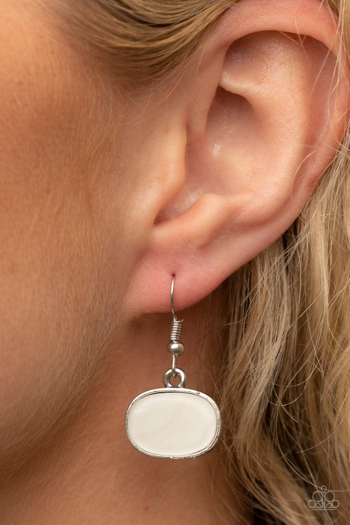 Hidden Cove - White Paparazzi Earring - The Sassy Sparkle