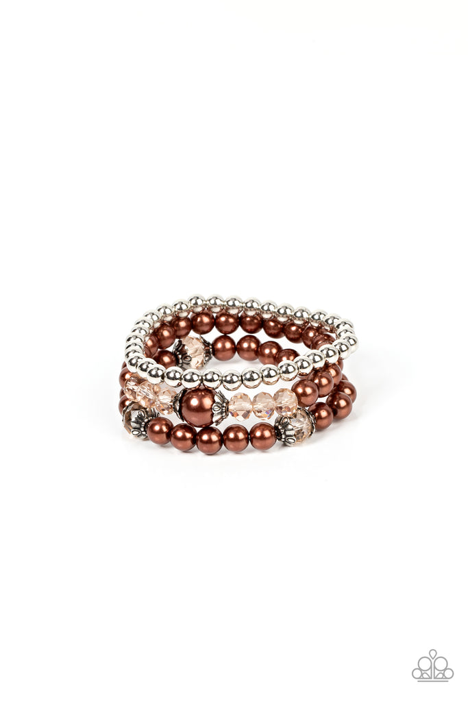 Positively Polished - Brown Pearl Bracelet-Paparazzi