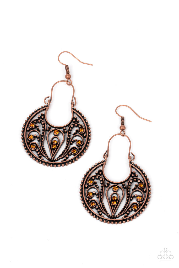 Vineyard Villa - Vintage Copper Earring-Paparazzi