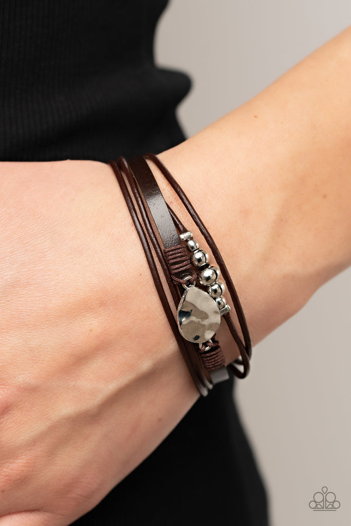 Tahoe Tourist - Brown Leather Magnet Bracelet-Paparazzi