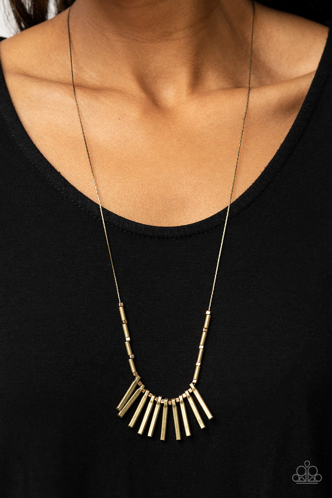 Rustic Hot Rod - Brass Necklace-Paparazzi