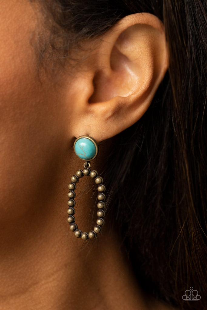 Riverbed Refuge - Brass Stone Post Earring-Paparazzi