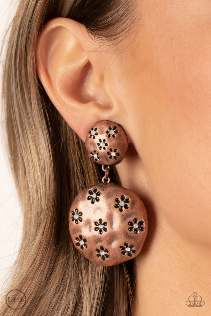 PRE ORDER Industrial Fairytale - Copper CLIP ON Paparazzi Earrings - The Sassy Sparkle