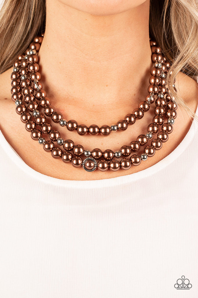 Needs No Introduction - Brown Pearl Necklace-Paparazzi