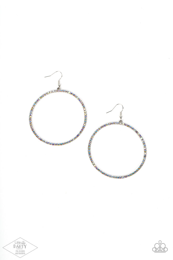 Wide Curves Ahead - Multi Iridescent Earring-Paparazzi