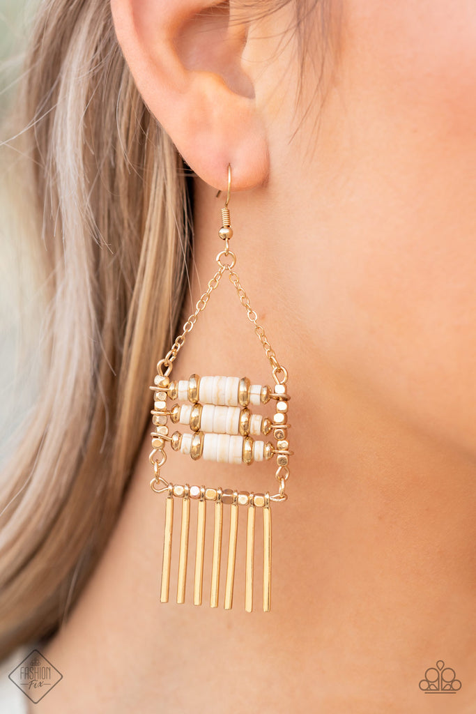 Tribal Tapestry - Gold Paparazzi Earring - The Sassy Sparkle