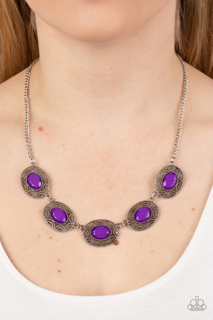 Sunshiny Shimmer - Purple Necklace-Paparazzi - The Sassy Sparkle