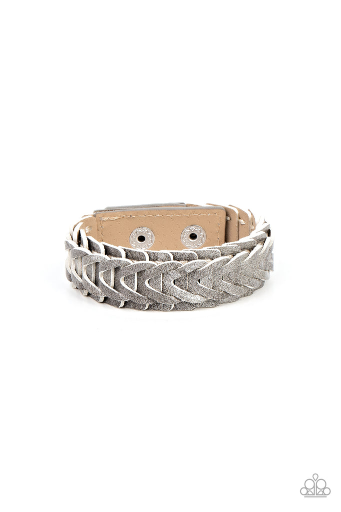 Western Nomad - Silver Leather Urban Bracelet-Paparazzi - The Sassy Sparkle