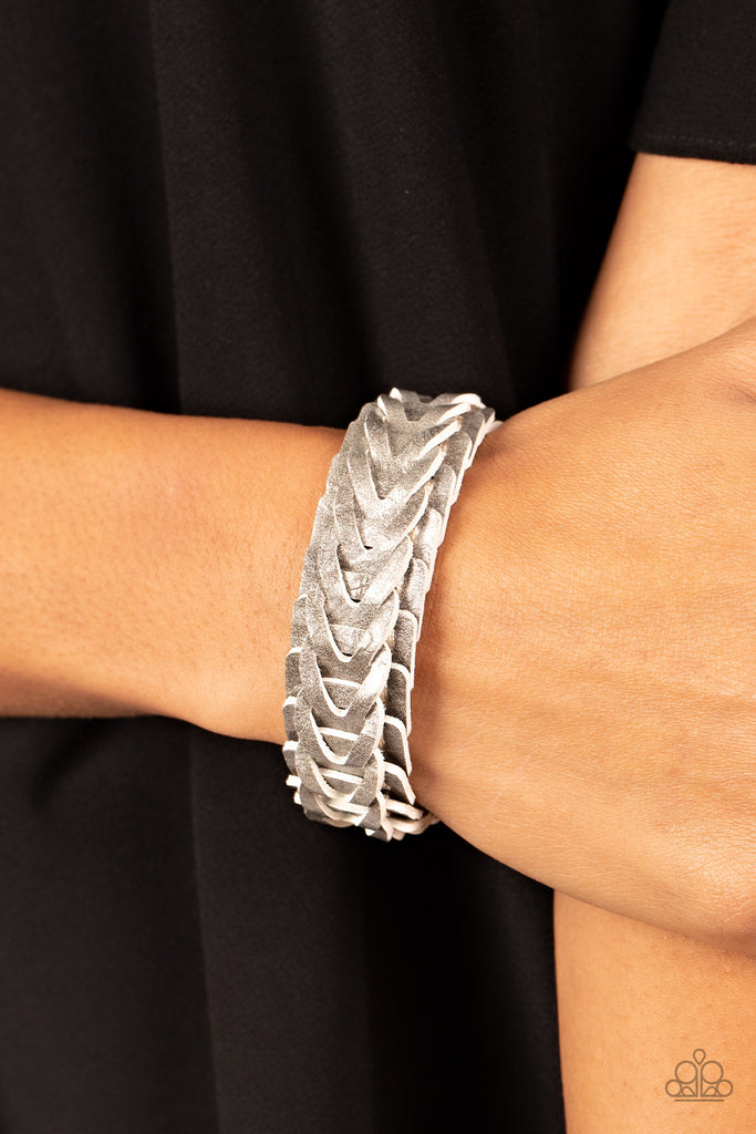 Western Nomad - Silver Leather Urban Bracelet-Paparazzi