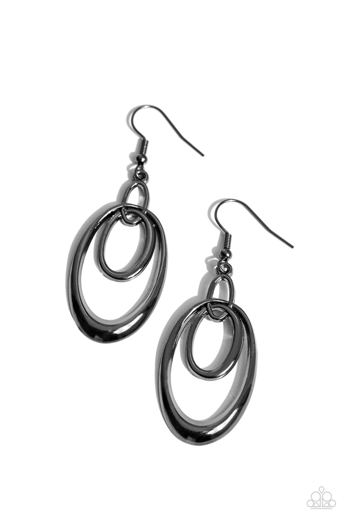 So OVAL-Rated - Black Paparazzi Earring - The Sassy Sparkle