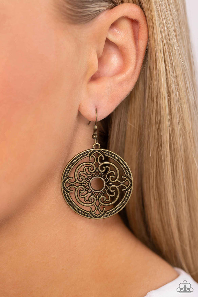 Mandala Meditation - Brass Earring-Paparazzi