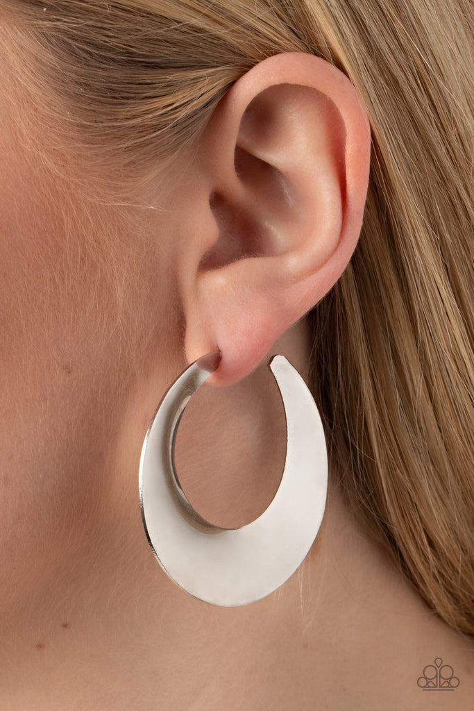 Power Curves - Silver  Earring-Paparazzi