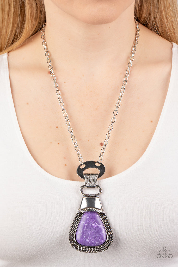 Rodeo Royale - Purple Stone Necklace-Paparazzi