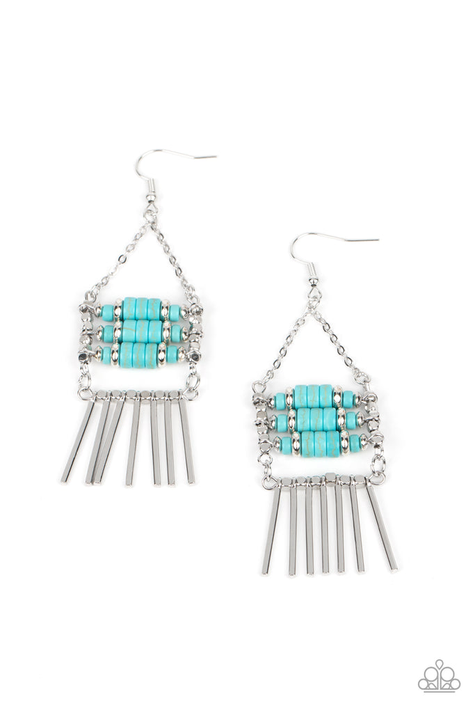 Tribal Tapestry - Blue Stone Earring-Paparazzi